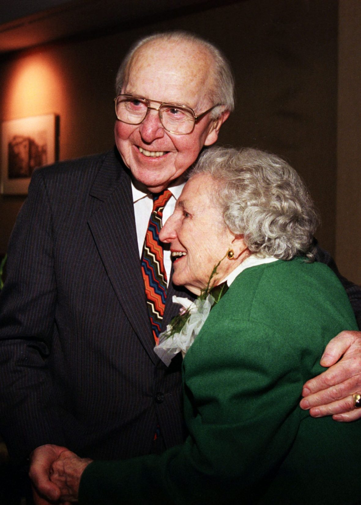 Dean W. Colvard hugging Bonnie Cone