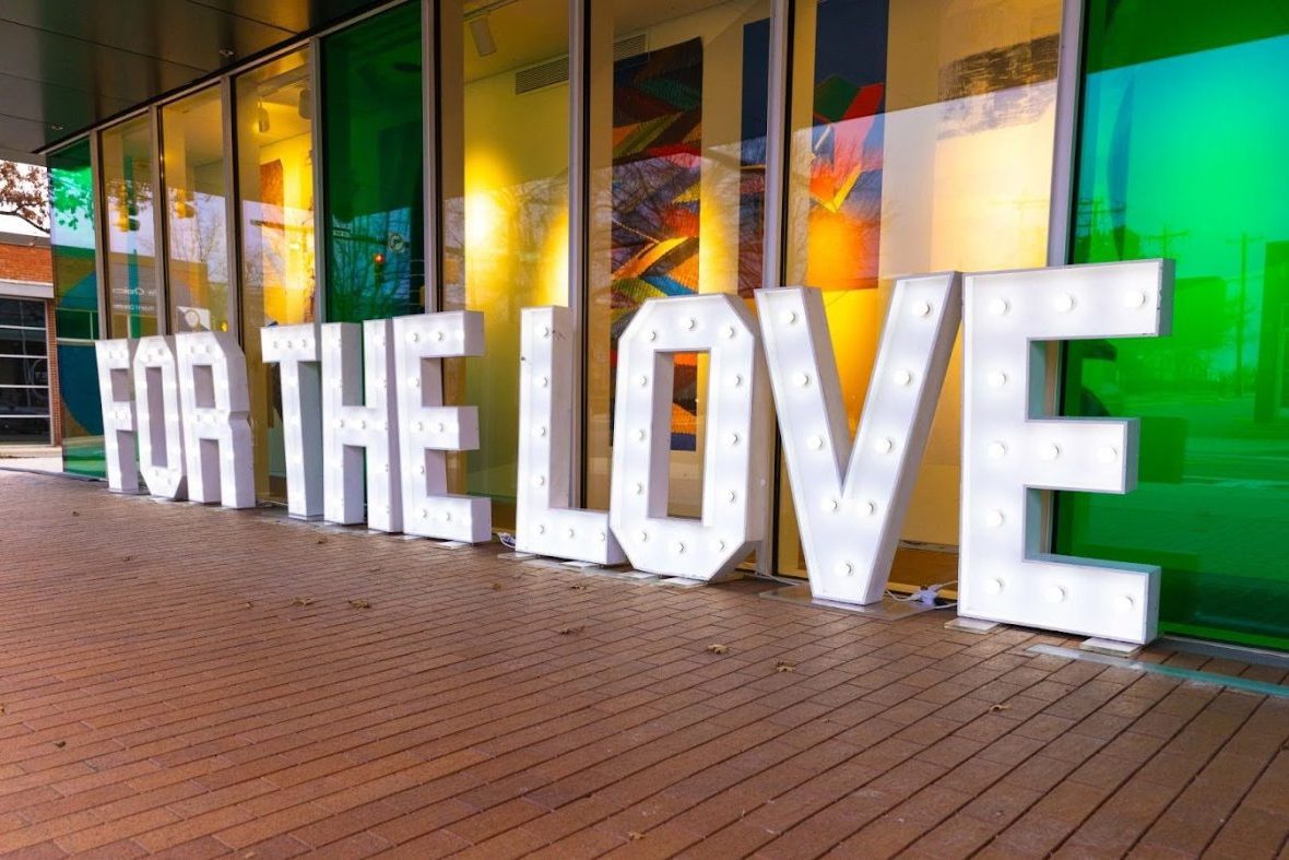 For the love in metal letters