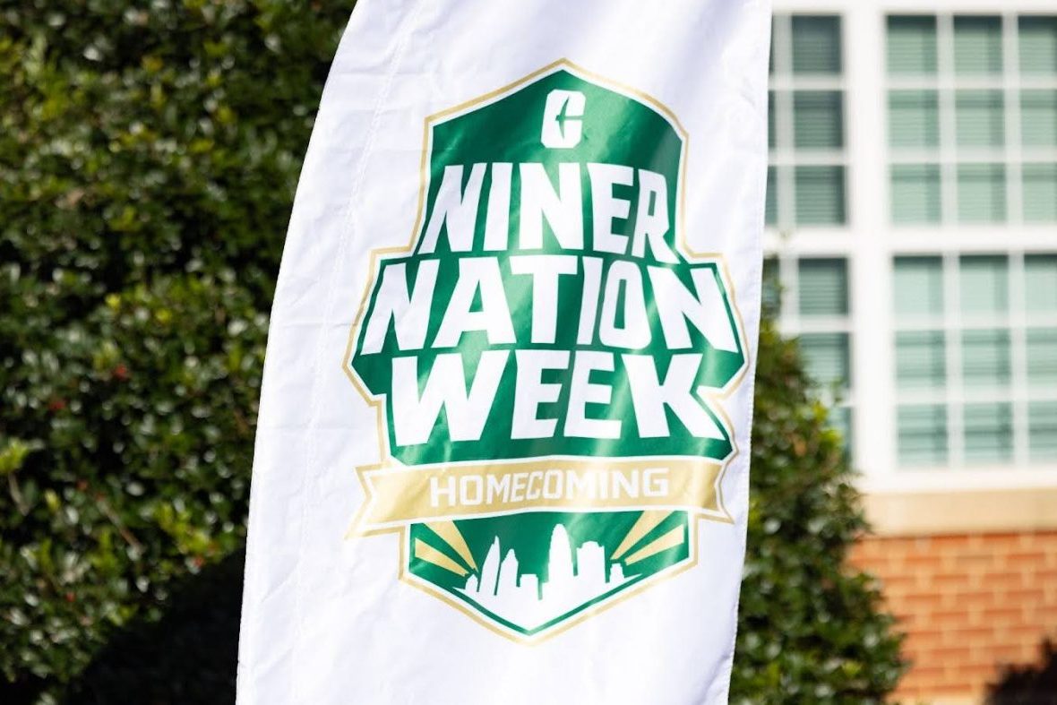 Niner Nation Week Flag on Campus
